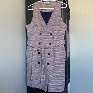 Frank & Oak blue/red houndstooth dress